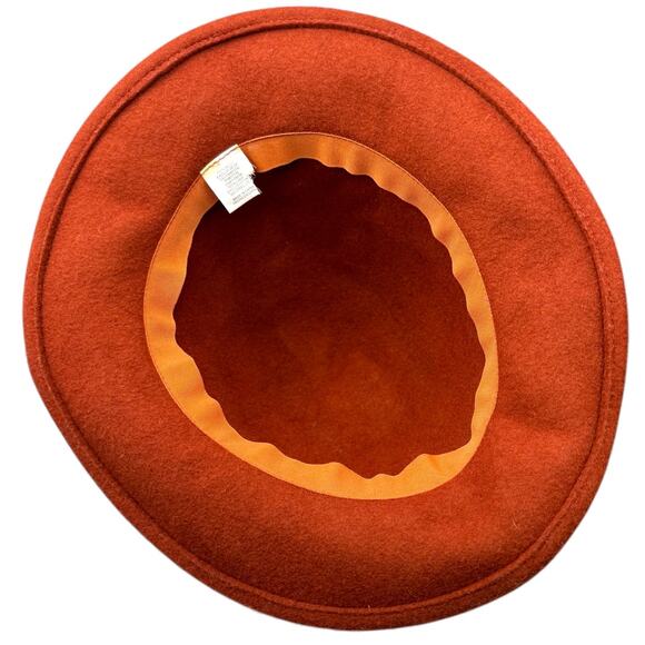 Rust Burnt Orange 100% Wool Fedora Hat Black Braided Band Target Boho Fall - Picture 5 of 7